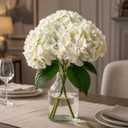 8Pcs White Hydrangea Artificial Flowers for Outdoor Planters
