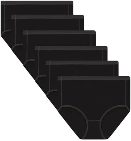 POUDEW Women's Breathable Viscose High Waisted No Show Full Coverage Briefs Underwear Panties, Pack of 6 Large