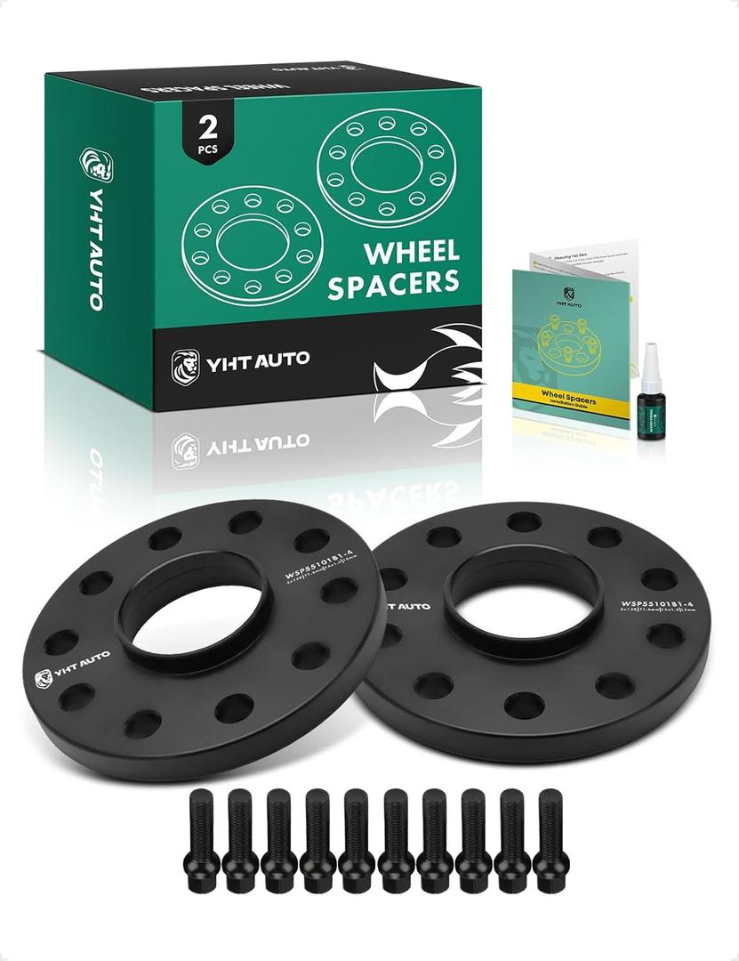 YHTAUTO 5x130mm Hub Centric Wheel Spacers 15mm Compatible with Touareg 2004-2017, Q7 2007-2014, Cayenne, Boxster, Cayman, 911, 928, 944, 968 5 Lug Tire Spacers w/ M14x1.5 Studs, 71.6mm Hub Bore 2PCS