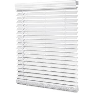 LazBlinds 2-inch Cordless Faux Wood Blinds with Royal Valance, Room Darkening Horizontal Window Blinds, Inside Mount Blinds for Windows - Fit for Window 23'' W x 36'' H - White