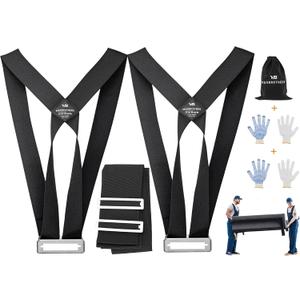Moving Straps(5" of Width), Lifting Straps for 2 Movers, Shoulder Moving Straps Perfect for Equipment, Appliances, Heavy Objects up to 800lbs, Safely and Easily Like a Pro, Black (13)