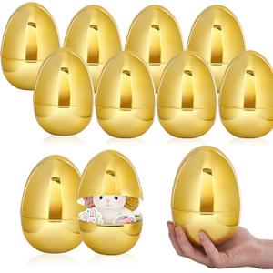 8 PCS Jumbo Gold Plastic Easter Eggs, 6 Inch Giant Metallic Golden Easter Eggs Fillable Large Empty Egg for Easter Hunt Basket Stuffers Fillers Classroom Prize Supplies