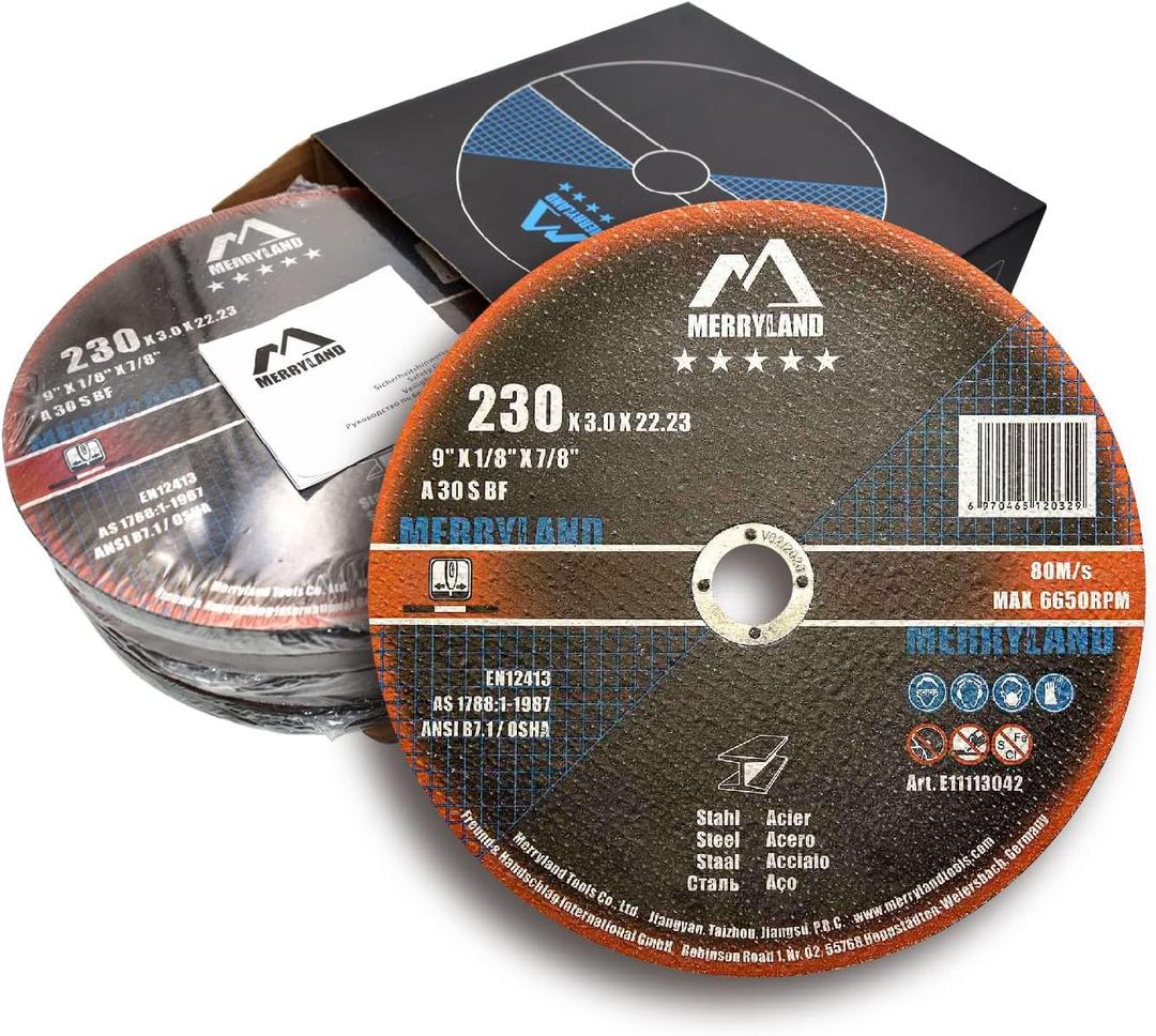 Merryland 25 Pack Cut Off Wheel 9 inch 1/8 Metal Iron Steel Cutting Disc
