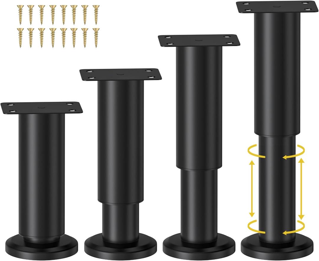 Wlrrcwdttc 4 Pcs Metal Adjustable Furniture Legs 4.72-7.08 inch, Adjustable Cabinet Legs for Sofa/Bed/Chair/Couch/Dresser/Table,Heavy Duty Bed Replacement Support Legs for Bed Frame/Bed Center Slat