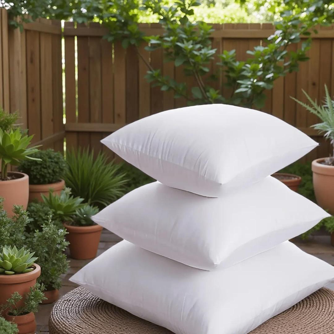 Phantoscope Pack of 3 Pillow Inserts,100% Virgin Fiber Fluffy Decorative Throw Pillow for Couch,Sofa,40x40 cm (White)