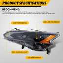 Left Headlight Assembly w/DRL Compatible with Altima SV/S/SR/SL/Platinum 2023-2024 Projector Headlamp Driver Side Black Housing Clear Lens 260609HF0C