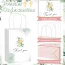 Spiareal 24 Pcs First Communion Party Favors Baptism Gift Bags 8.3" Christian Thank You Paper Bags with Handles Church Cross Goodie Bag Bulk for First Communion Religious Baby Shower Party Favors