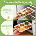 Compostable 5 Compartment Plates Disposable, 12.5 x 8.5 inch, [100-Pack] Heavy Duty Paper Plates with Dividers, Sturdy School Lunch Trays, White Large Dinner Plates for Buffet Party