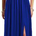 WOOSEA Women Sleeveless Deep V Neck Split Loose Sexy Plain Long Maxi Casual Dress (Large, Royal Blue)