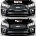 SlickMod Chrome Delete Blackout Vinyl Overlay for 2014-2017 Infiniti Q50 Q50S Front Bumper Grill Trim (Gloss Black) (Gloss Black)