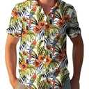 Yoimira Mens Hawaiian Shirts Short Sleeve,Print Mens Casual Button Down Floral Summer Beach Shirt XXL