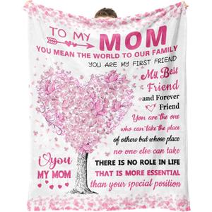 Gifts for Mom, Mom Birthday Gifts Blanket, Moms Gift from Daughter Son Kids, Best Moms Gifts Throw Blanket 50x60