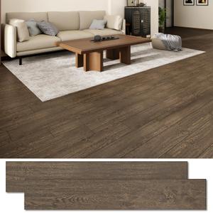36 Pack Peel and Stick Vinyl Floor Tiles 54 Sq.Ft., 36" x 6" Wood Look Vinyl Planks, Waterproof Self-Adhesive Flooring, DIY Floor Tiles for Kitchen, Living Room, Bedroom, RV, Walnut