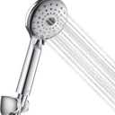 HOPOPRO High Pressure Handheld Shower Head Set with 59 Inch Stainless Steel Hose Adjustable Overhead Bracket, Leak-Resistant Design, Bonus Teflon Tape, Rubber Washers