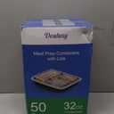 50 Pack (100-Piece) 32 oz Meal Prep Containers Reusable with Lids 3-Compartment, To Go Take Out Plastic Food Storage Containers, Sturdy Leakproof Food Safe, Microwave Freezer Dishwasher Safe, Black