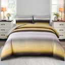 Dinjoy Boho Striped Ombre Yellow Comforter Set Full Size Gradient Yellow Grey Bedding Set for Teen Men Women 7 Pieces Bed in A Bag Bed Set with Comforter, Sheets, Pillowcases & Shams