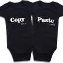 DEFAHN Funny Twins Baby Bodysuits Boys Girls Rompers 2 Pack Twin Matching Clothes Outfits for Newborn Infant (3-6 Months)