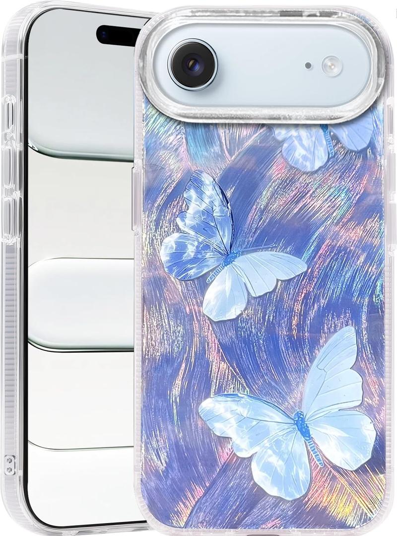 Casegis Compatible with iPhone Air Case,with [Shockproof Protective][Camera Protection] Cute Butterfly Aesthetic 17 Air Phone Cover Anti-Yellowing Soft Slim Cover for Women Girl-Black