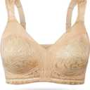 Wingslove Women's Full Coverage Non Padded Comfort Minimizer Wire-Free Bra Plus Size (36G, Dark Nude)