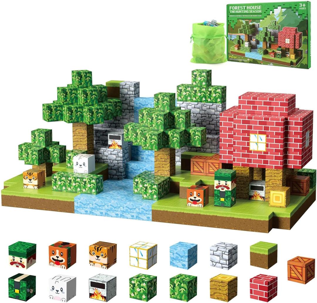 Magnetic Blocks, 150PCS Magnetic Building Blocks Cubes Open-Ended Building Toys with Storage Bag, STEM Montessori Toys for Kids, Christmas Birthday Gifts for 3 4 5 6 7 8+ Year Old