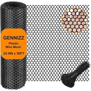 Plastic Wire Mesh Fence Roll, GENNIZZ 35.4IN x 50FT Plastic Chicken Wire Mesh, Balcony Garden Netting Fencing Barrier for Cat Dog (0.9m x 15m)