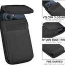 Holster for Large iPhone Plus, Pro Max Models 16 15 14 13 12 11 Xs Max - Cell Phone Belt Holder Case with Clip for Men, Nylon Pouch (Fits Otterbox Cover) Black