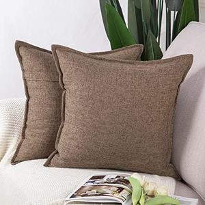 MADIZZ Set of 2 Linen Throw Pillow Covers 26x26 Inch Dark Brown Soft Decorative Cushion Cover for Sofa Bedroom Pillow Shell