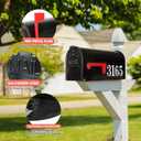 Zinovo Metal Post Mount Mailboxes for Outside,Galvanized Steel,Waterproof,Medium Capacity,Red Flag Indicated,Modern Style,Mail Boxes for House Outside/Residential,Black,18.8 x 9 x 6.7 inches