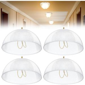 4 Pack Clip On Lamp Shade, 8" DIA x 4 1/4" Height Light Cover for A Type Bulb, Lamp Cover for Deco Exposed Bare Bulb Fixture, Acrylic Dome Clip on Standard Shades for Home Bathroom Office