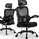 AreShark Office Chair Ergonomic Desk Chairs with Adjustable Lumbar Support& Headrest Hanger, High Back Breathable Mesh Chair with Wheels, Rolling Swivel Comfy Task Computer Chair for Home Work Gaming (Black)