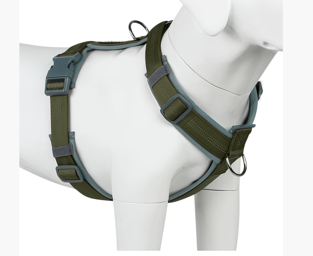 Plutus Pet No Pull Dog Harness, Adjustable Reflective and Soft Padded, Heavy Duty Harness for Small, Medium, Large Dogs(Ranger Green, M)