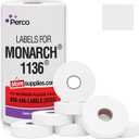 Perco White Pricing Labels - 14,000 Price Marking Labels for Monarch 1136 Price Gun with Ink Roll Included - 8 Rolls Value Pack, 1 Sleeve - Made in USA