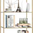 4 Tier Bookshelf, Metal Book Shelf for Storage, Tall Storage Display Bookcase, Modern Open Book Case for Bedroom, Living Room, Glass Office Organization Shelf, 66.3" X 26" X 13"