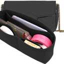 Felt Insert Purse Organizer Fit GG Marmont Matelasse Shoulder Bag, Organizer Handbag Tote Liner Pouch for Women Small Shoulder Bag (Black, Super Mini)