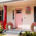 Artificial Fake Hanging Flowers for Outdoors, 2 Pcs Artificial Hanging Plants Outdoors Spring Summer Decor, UV Resistant Faux Violet Silk Flowers for Planters Front Door Yard Garden(Pink Rose Red)