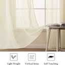 MIULEE 2 Panels Solid Color Light Cream Sheer Window Curtains Elegant Window Voile Panels/Drapes/Treatment for Bedroom Living Room (54 X 63 Inches Light Cream)
