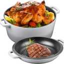 5Qt Dutch Oven, 2-In-1 Enamel Cast Iron Dutch Oven Pot with Skillet Lid, Heavy Duty Oven Safe Cookware for Sourdough Bread Baking Braising, Roasting Stewing Frying Simmering, Multi Stoves, Easy Clean (Gradient Grey)