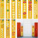 Feifeiya 20 Pcs Crayon Welcome Banner for Classroom Doors Walls 8 x 39 Inches Crayon Classroom Decor Back to School Vertical Door Decorations for First Day of Kindergarten Primary Decorations