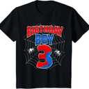 Kids Spider Web Three 3 Years Old It's My 3rd Birthday Boy T-Shirt 3T