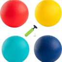New Bounce Playground Balls for Kids - Set of 4 Rubber Bouncing Balls Plus Pump & 2 pins - Regulation Size for Dodgeball and More - Durable, Inflatable 8.5" Game Kickballs