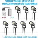 5W Low Voltage Landscape Lights with Connectors, AC/DC 12V-24 Landscape Spotlights 3000K Warm White Waterproof Garden Yard Pathway Wall Tree Flag Landscaping Lights with Spike Stand (2 Pack)