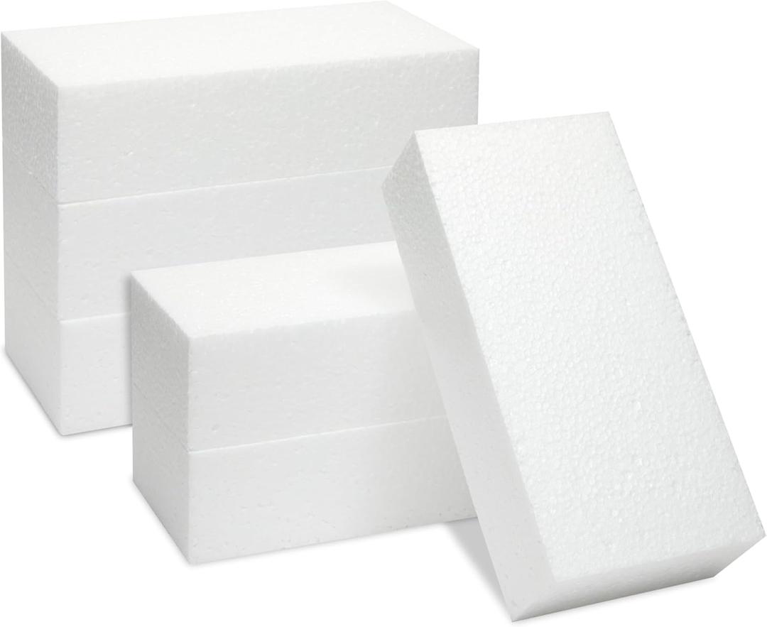 Juvale Flower Foam Craft Blocks - White 6-Pack, 8 x 4 x 2 in - Blocks for Flower Arrangements, Packing Foam and DIY Craft Supply