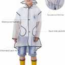 Kids Raincoat EVA Rain Poncho,Portable Hooded Poncho Jacket Rain Coat for Boys Girls Children (White, XL)