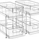 HIHEGD 2-Tier Bathroom Organizer with Dividers, Clear Under Sink and Pull-Out Cabinet Organizer for Kitchen and Pantry Storage