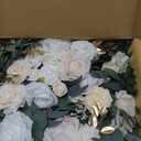 Floroom 6ft Artificial Eucalyptus Garland with Flowers Fake Greenery Faux Floral Vine Garland for Table Decor Wedding Centerpieces Bridal Shower Party Decorations, Cream White