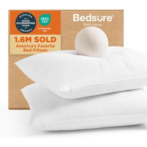 Bedsure Medium Firm King Pillows 2 Pack, Bed Pillows for Sleeping King Size Set of 2, Hotel Quality Premium Down Alternative for Medium Supportive Filling for Side, Back Sleepers