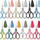 Therwen 12 Pcs 3.6 Inch Embroidery Scissors with Artificial Leather Cover Sewing Scissors Stainless Steel Vintage Craft for Crafting Threading DIY Needlework Art Manual Handicraft