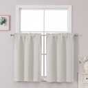 Chyhomenyc Natural Short Blackout Curtains 36 Inch Length, Small Kitchen Curtain Tier Rod Pocket Half Window Curtains for Bathroom Basement Cabinet Camper RV Bunk, 2 PCS, Each 30" Wx36 L