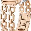 Wearlizer Metal Bands Compatible with Samsung Galaxy Watch 8 Band 40mm 44mm/Watch 8 Classic 46mm, No Gap Dressy Stainless Steel Chain Strap Wristbands Accessories for Women