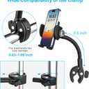 Stroller Buggy Phone Holder, Flexible Phone Mount for Bicycle Pram Scooter Exercise Bike Treadmill, Tube Pole Handlebar Clamp Compatible with iPhone 16 Pro Max, 15 14 13 Mini, All Smartphone